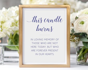Blue This Candle Burns Memorial Candle Printable Wedding Sign - Alejandra Blue