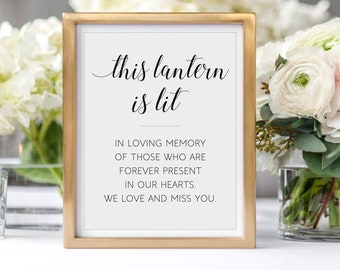 This Lantern Is Lit In Loving Memory Printable Memorial Wedding Sign - Alejandra