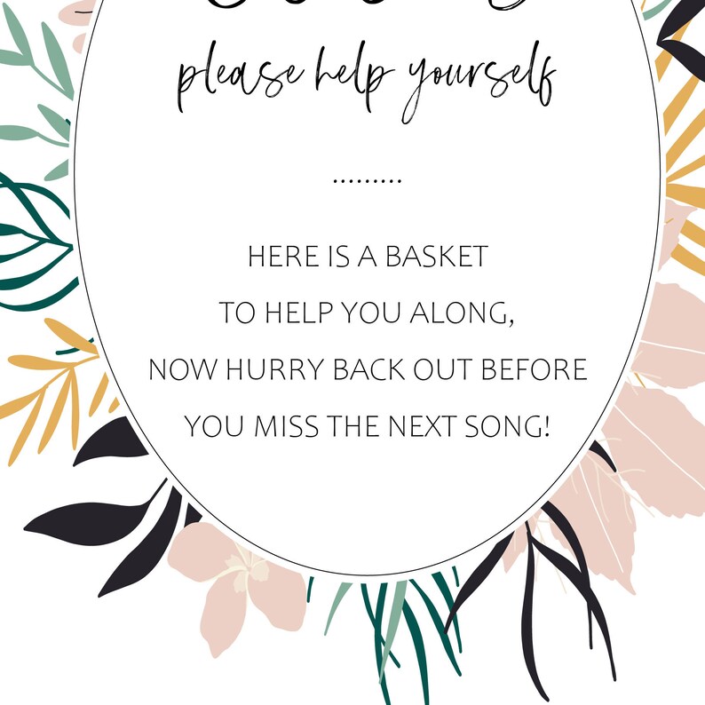 Gentlemen Bathroom Basket Sign Ladies Wedding Bathroom Basket Sign Tropical Wedding Sign Printable