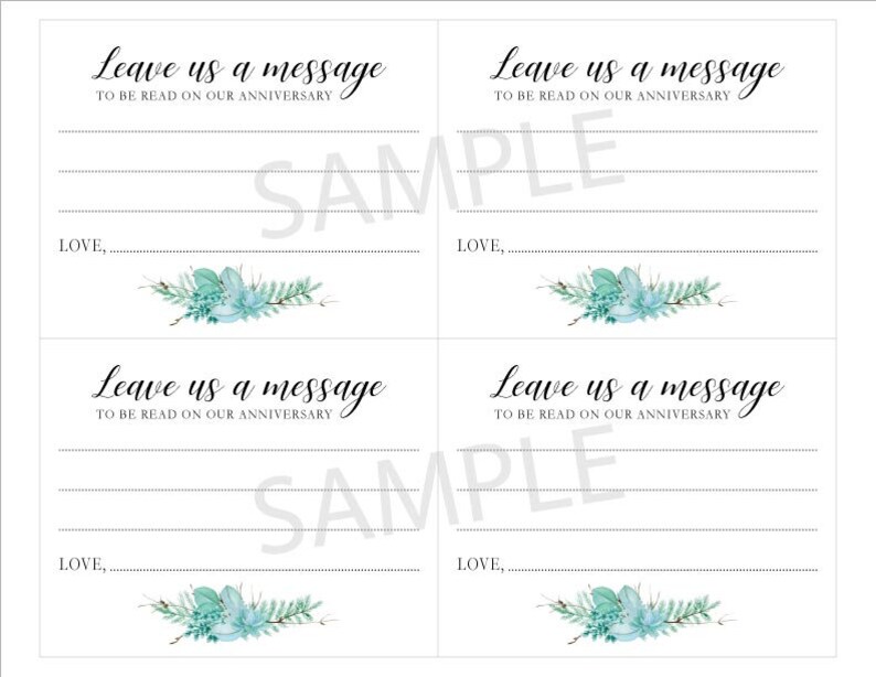 Printable Leave A Message Wedding Wishes Card Open First | Etsy
