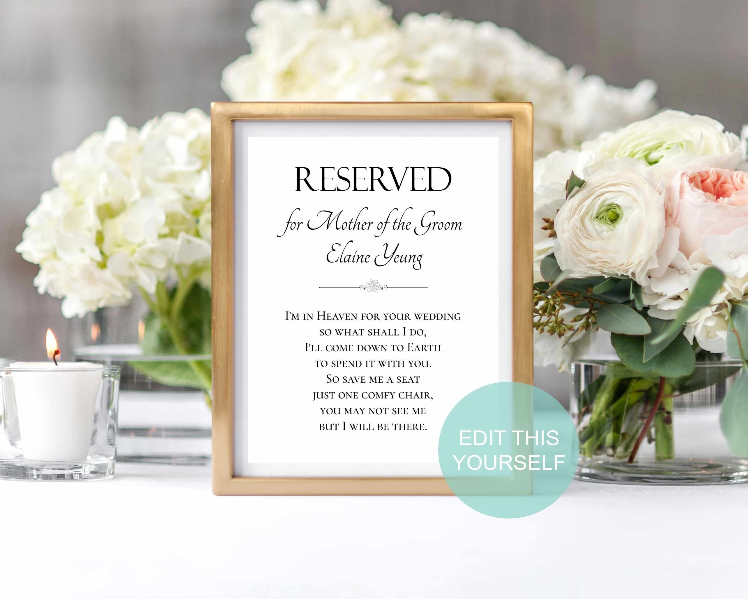 Save Me A Seat Mother Of The Groom Personalized Wedding Etsy