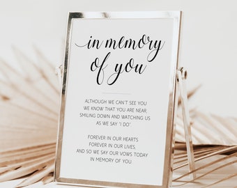 In Memory Of You Poem Printable Memorial Wedding Sign - Alejandra