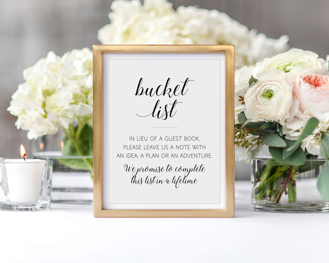 Bucket List Ideas Wedding Sign Bucket List Ideas For Etsy