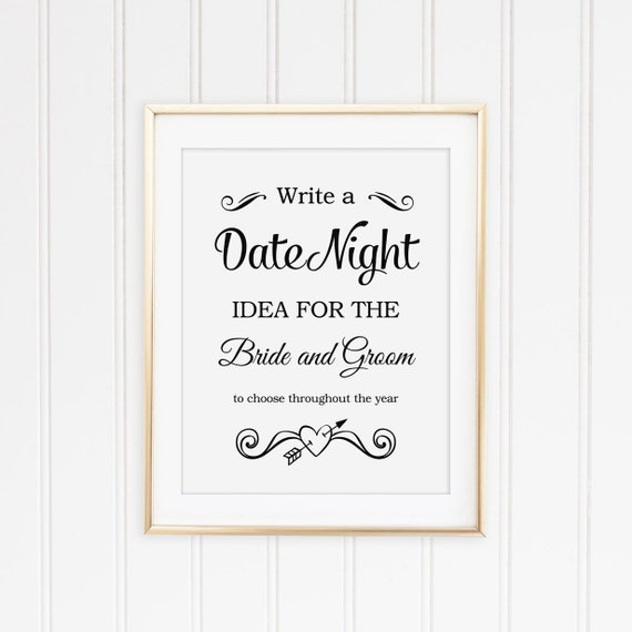 Date Night Ideas Sign Date Night Wedding Sign Printable Date Etsy