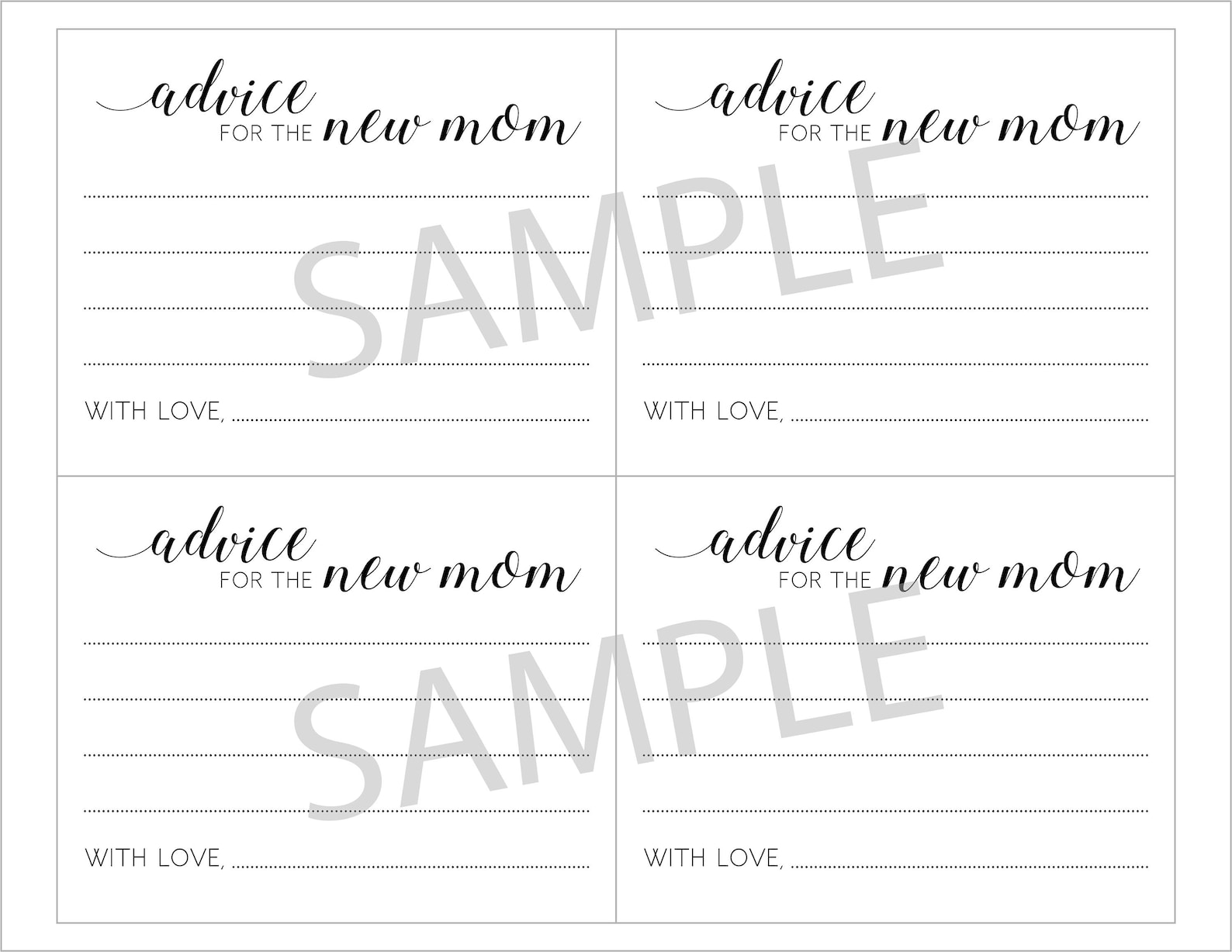 Advice for the New Mom Printable Baby Shower Advice Cards - Etsy