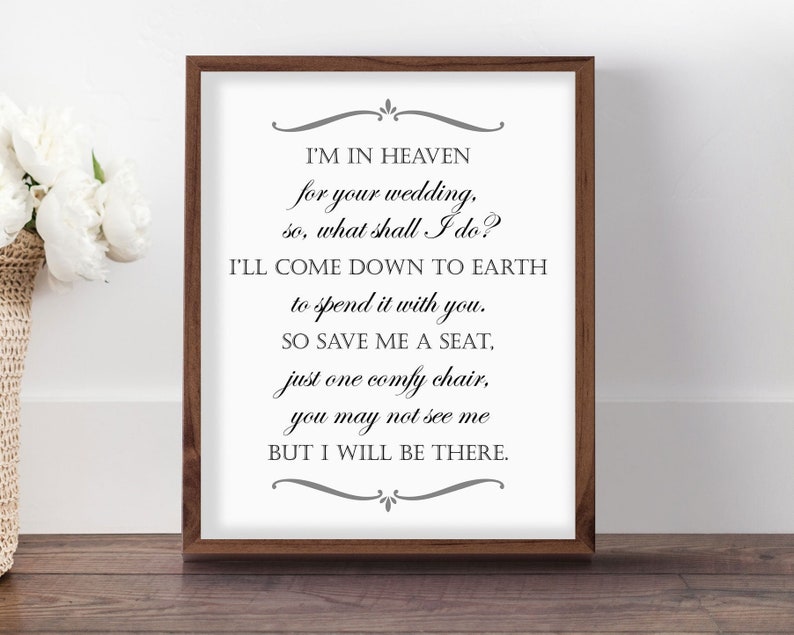 I'm in Heaven for Your Wedding Wedding Memorial Poem Etsy Canada