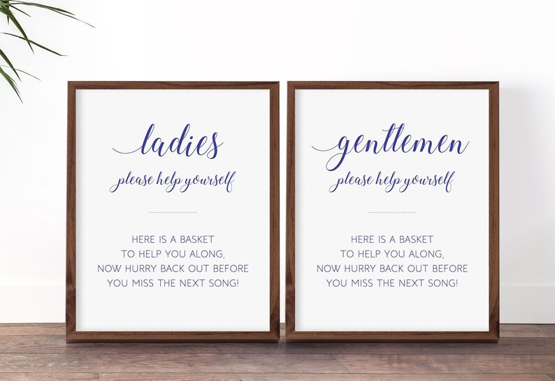 Navy Blue Ladies Bathroom Basket Sign Gentlemen Bathroom Etsy