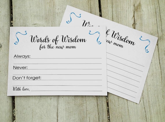 new mom advice cards printable baby shower advice words of etsy
