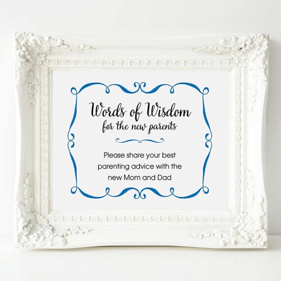 baby shower advice sign words of wisdom for new parents etsy