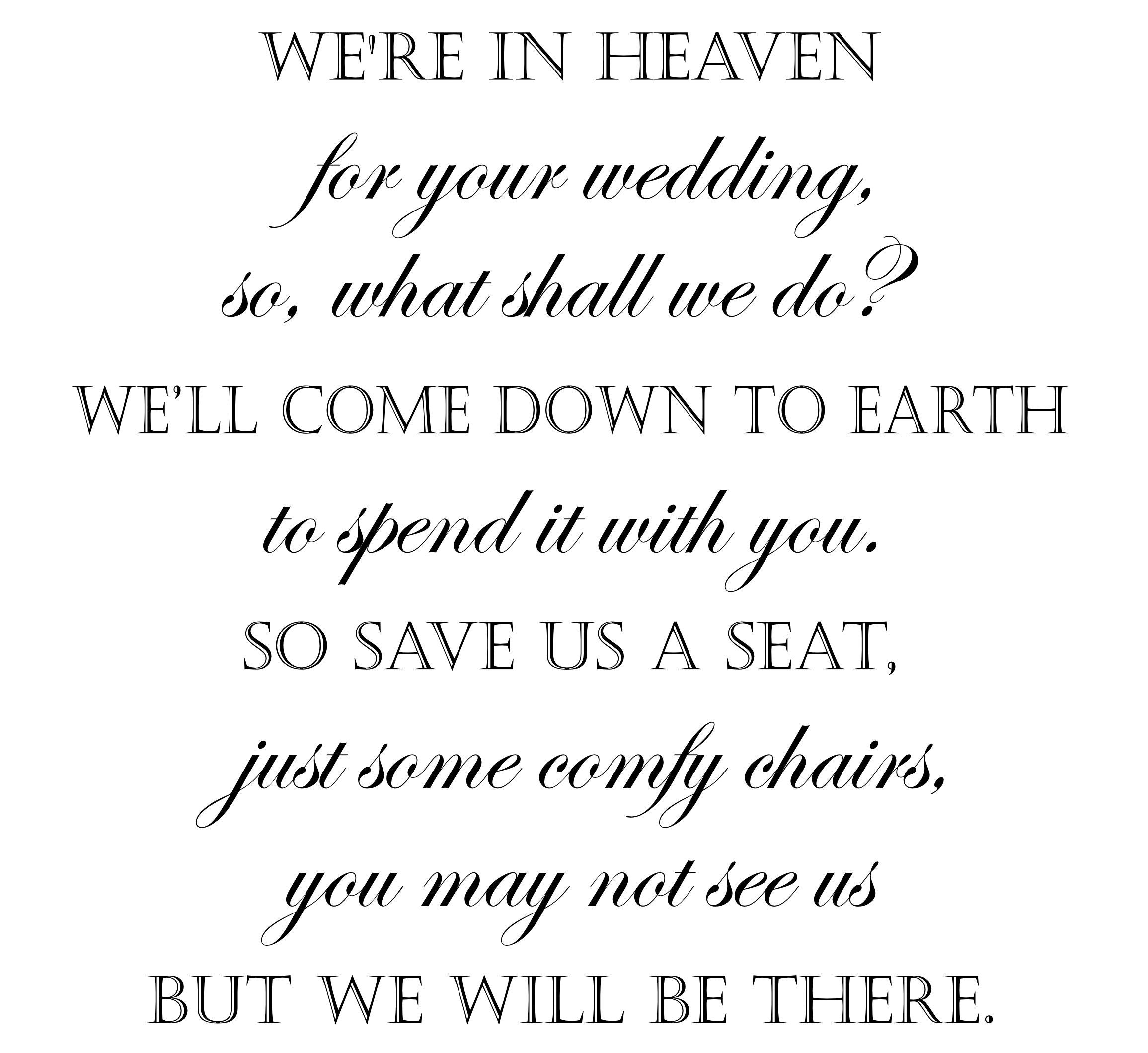We're in Heaven for Your Wedding Wedding Memorial Poem Etsy Canada