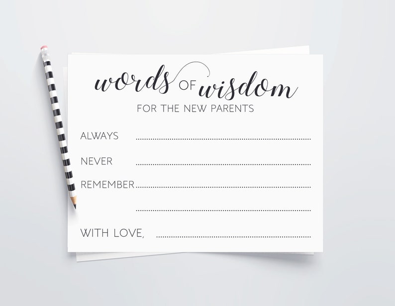 Printable Baby Shower Advice Cards Words of Wisdom for New Etsy Canada