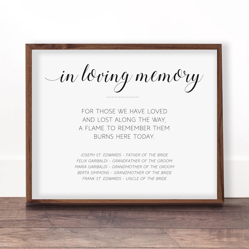 In Loving Memory Wedding Sign Personalize With Names Etsy