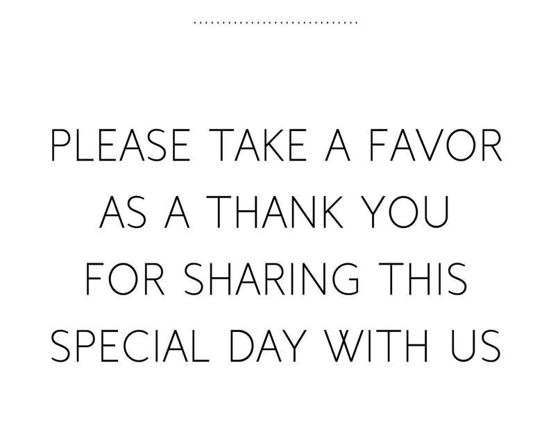 Elegant Wedding Favors Sign Please Take a Favor Printable Etsy