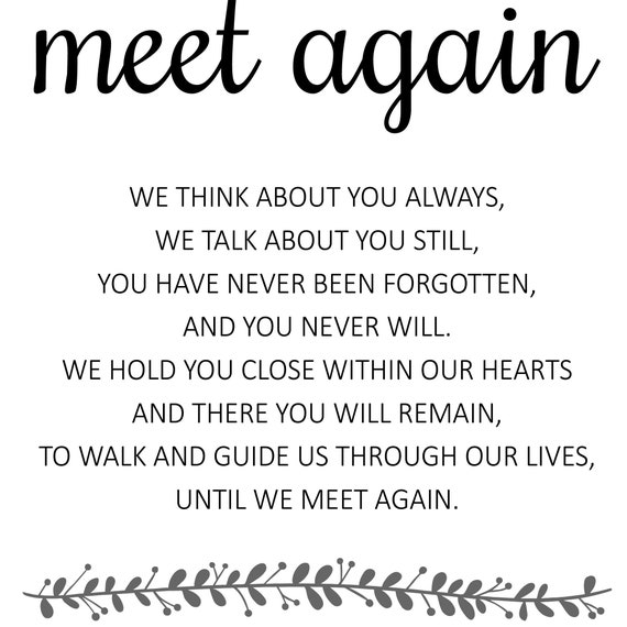 Until We Meet Again Memorial Poem Printable Wedding Etsy