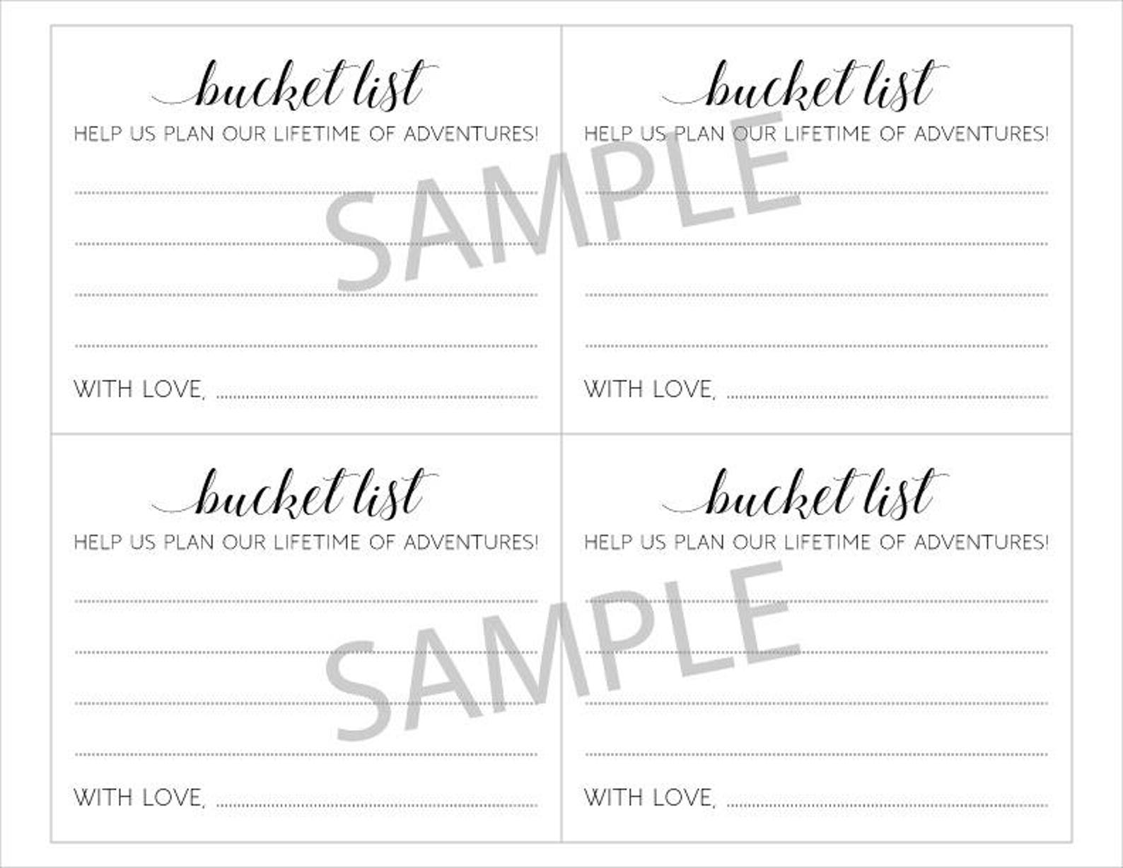 Wedding Bucket List Cards Bucket List Wedding Cards Cards Etsy Canada