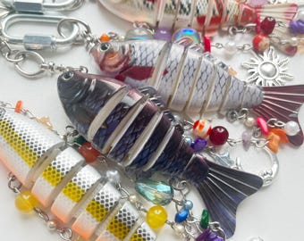 Handmade Fish Lure Keychains | Aesthetic | Customizable | Carabiner