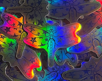 Dragonfly Sticker | Holographic | Rainbow | Whimsy | Waterproof