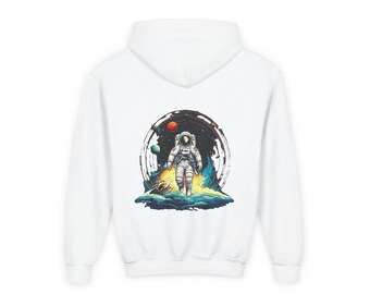 Space Graphic Kid's Hoodie, Planets Stars Rocket Astronaut, Youth Sweatshirt