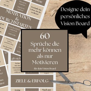 60 dictons minimalistes pour tableau de visualisation en 2 couleurs et tailles au format PDF, en allemand, téléchargement instantané pour impression et bricolage, téléchargement numérique