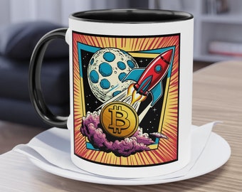 Bitcoin to the Moon Mug, retro Design, perfect gift for every holder, crypto trader, crypto investor, Valentine's Day for him
