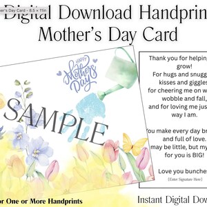 Tarjeta con huella de mano para el Día de la Madre (personalizable)