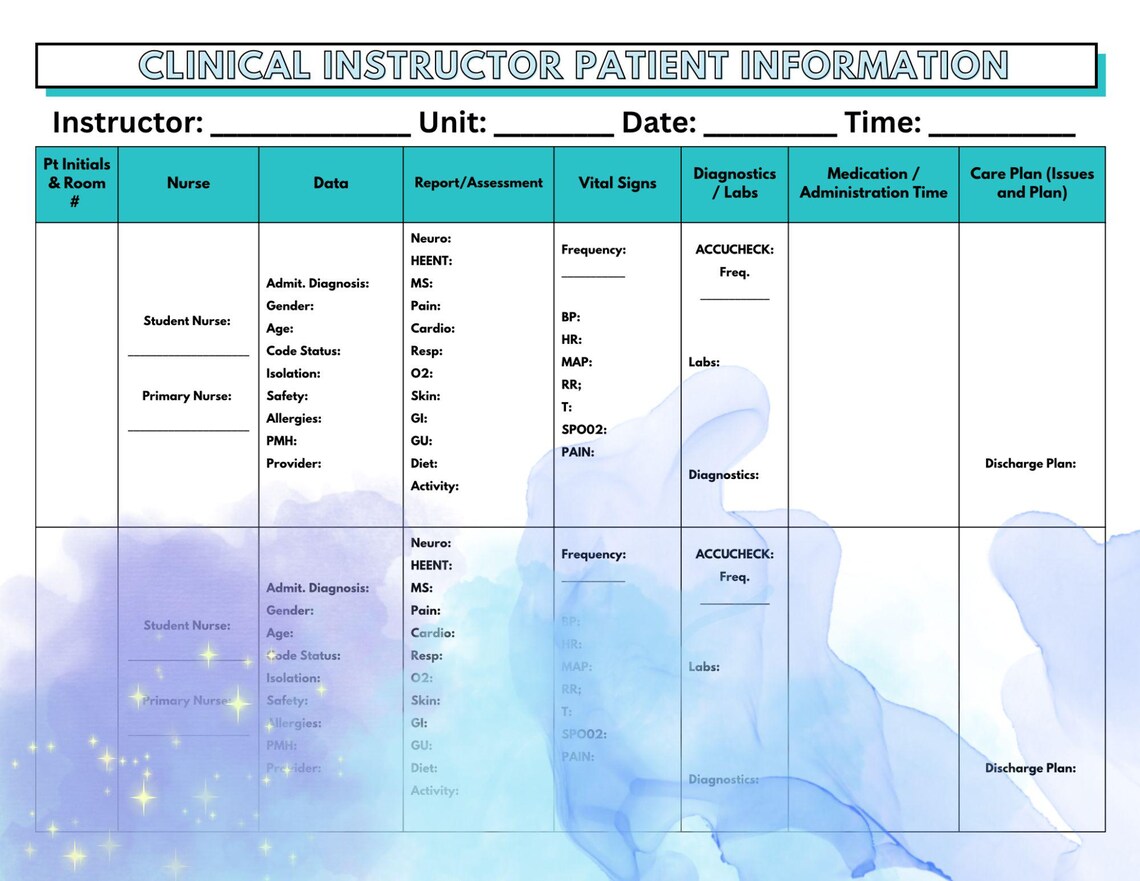 Instructor Guide Sheet Nursing Clinical Instructor Cheat Sheets - Etsy