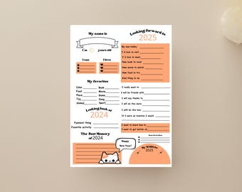 2025 Kids New Years Resolution Printable, New Years Resolution Printable Activity for Kids, Kids 2025 Goal Setting, New Years Activity Sheet