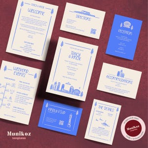 Modèle de SUITE D'INVITATION DE MARIAGE Vancouver Illustrations dessinées à la main Invitations modifiables Doodle funky Téléchargement numérique de mariage lunatique CA2