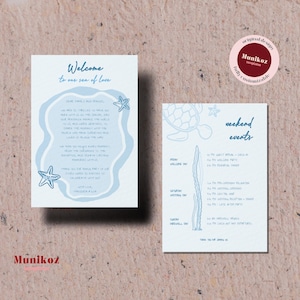 Willkommensbrief an der Küste und WEEKEND EVENT Vorlage Handgezeichnete Illustration