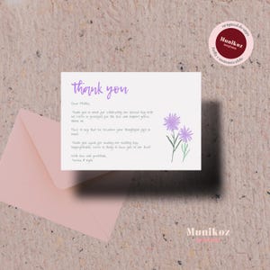 DANKE KARTE Vorlage Handgezeichnete Dankbarkeitskarte Wildblumen illustriert Dankbarkeitskarte Karte Karte Handgezeichnet Whimsical Hochzeit F02