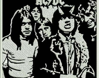 3 Sizes ACDC Rock Band Music Embroidery design, Digital Download, Instant Download, Apparel Embroidery, Unique Embroidery