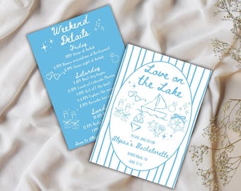 Editable Love on the Lake Bachelorette Invitation & Itinerary, Printable Bachelorette Invitation, Bachelorette Itinerary, Lake Bachelorette