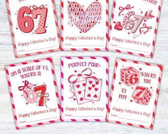 67 afdrukbare Valentijnsdagkaarten, 67 Valentijnsdagkaarten voor kinderen, 67 Classroom Valentines, Six Seven, Funny Slang Valentines, 6-7 klastraktaties