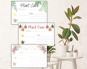 Cartões de cuidados com plantas, cartões de cuidados com plantas domésticas para impressão, etiquetas de cuidados com plantas, instruções de cuidados com plantas, etiquetas de plantas de interior, etiquetas de presente para cuidados com plantas