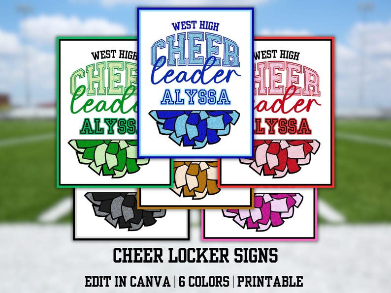 Editable Cheer Locker Signs Printable, 6 Color Options, Cheerleader ...