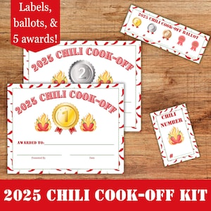 2025 Chili Cook-Off Kit Printable, Chili Cook Off Labels, Ballots, & Awards, Chili Cook Off Contest Kit, Chili Voting Cards Printable