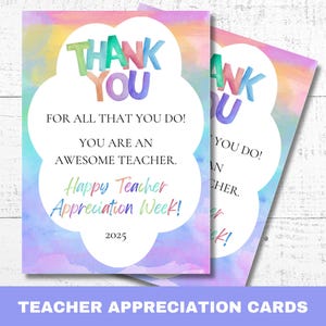 Carte de remerciement imprimable, Merci pour tout ce que vous faites Semaine d'appréciation des enseignants Carte imprimable, Carte de remerciement, Cadeau pour enseignant