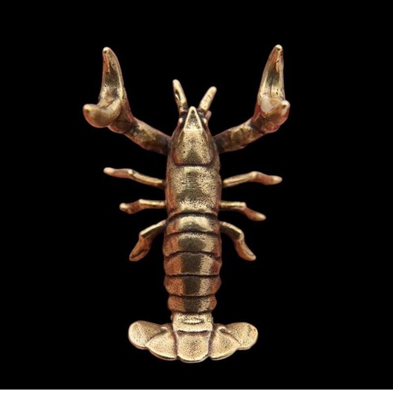 アンティーク ロブスター インテリア ヴィンテージスタイルの真鍮製ロブスター像：素朴な海岸風インテリア