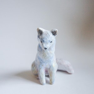 Arctic Fox Sculpture, Handmade Fox Totem, Made To Order