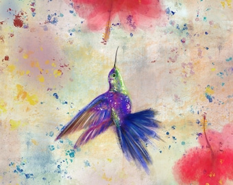 Hummingbird Art Print, A4 Fine Art Print