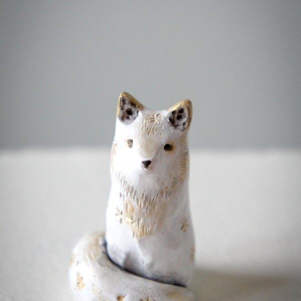 Arctic Fox Sculpture, Fox With Stars