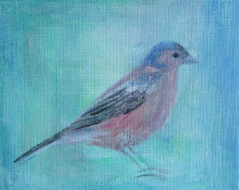 Chaffinch Painting, Acrylic On Canvas
