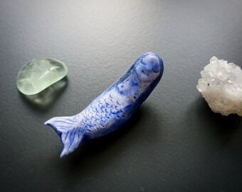 Mermaid Totemic Sculpture, Mermaid Selkie Lovers, Miniature Art, One Of A Kind Sculpture