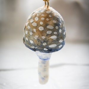 Gold And Blue Mushroom Sculpture, Mushroom Tree Decoration image 2