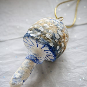 Gold And Blue Mushroom Sculpture, Mushroom Tree Decoration image 4