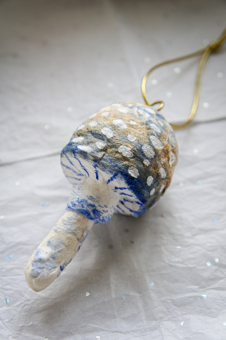 Gold And Blue Mushroom Sculpture, Mushroom Tree Decoration image 4