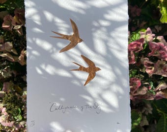 Calligraphers Of The Sky Original Copper Art Handmade To Order