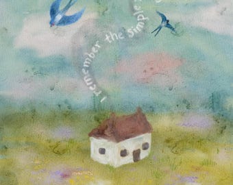 I Remember The Simple Things, Watercolour Painting Printable, Cosy Cottagecore Artwork