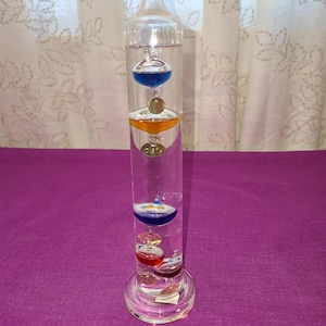 Galileo Thermometer 12&quot; Glass, New in Box.