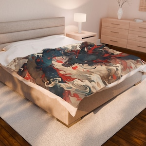 Dragon-Design Velveteen Plush Blanket | Cozy Throw for Home Decor, Gifts, Nursery, Couch, Holidays